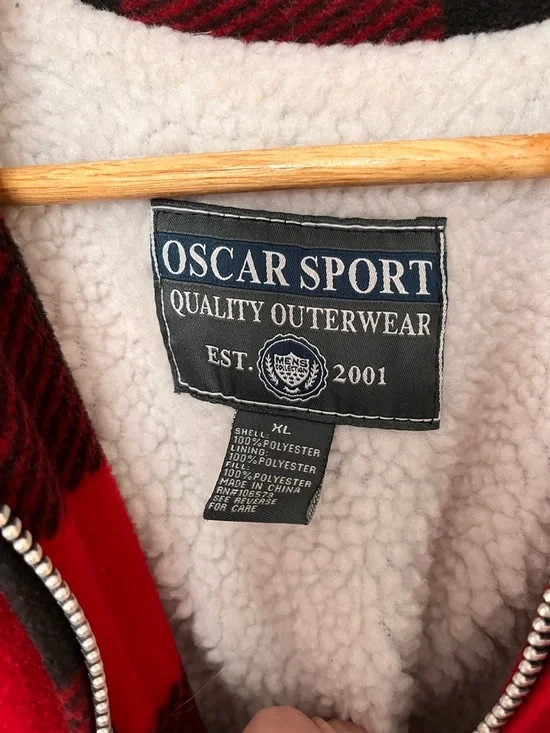 Oscar Sport Men's Red & Black Buffalo Plaid Zip Jacket - Picture 3 of 3